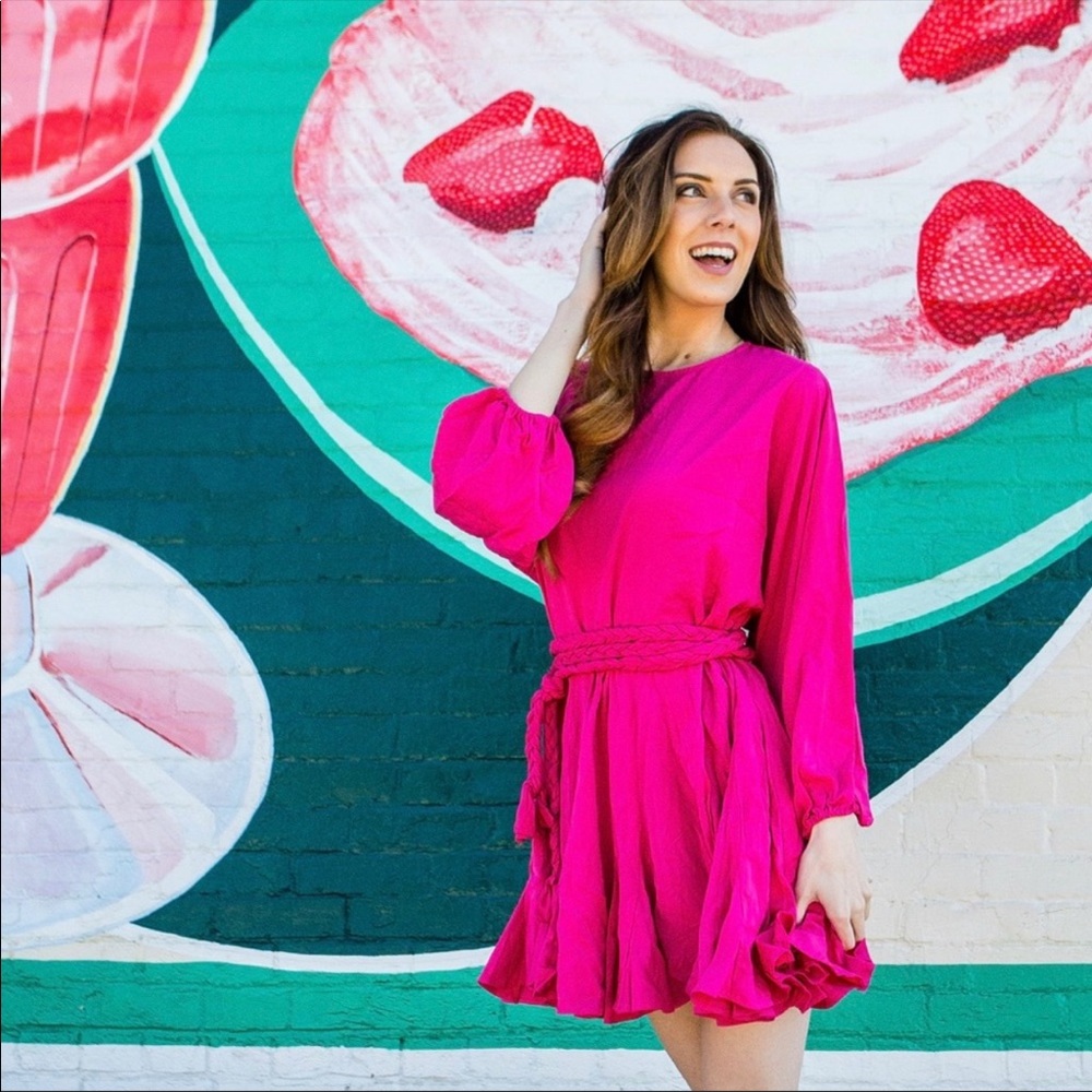 Everyday Here Pink long sleeve tie dress
